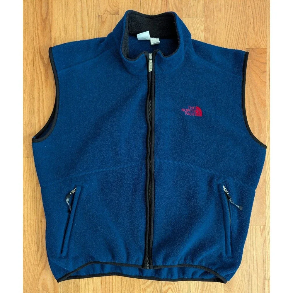 Vintage The North Face Fleece Vest Mens XL Blue Full Zip 90’s USA Made Pockets